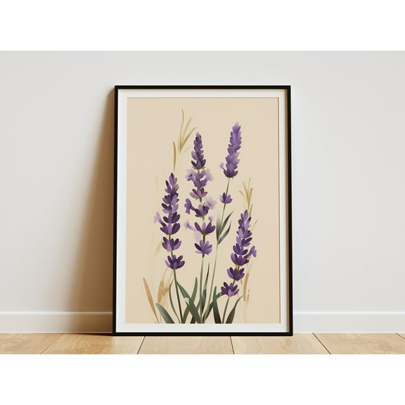Minimalist Lavender Poster Print Botanical Art Purple Flower Wall Decor Home Decor Living Room Bedroom Decor - Poster Unframed