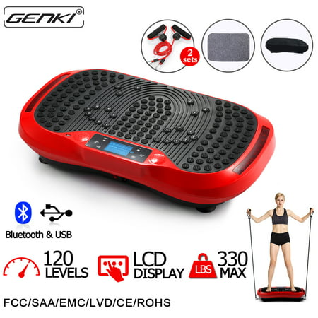 GENKI Vibration Platform Fitness Machine Bluetooth MP3 Player Whole Body Exercise with Straps and Romote Control, 120 Levels, 5 Auto