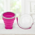 thumbnail image 4 of Unique Bargains 1 Pc Collapsible Cups Portable Folding Cup with Wrist Strap Folded Height 2.5cm Camping Water Cup 200ml Rose Red, 4 of 5