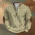thumbnail image 2 of QHFBli Men's Plus Size Crewneck Sweatshirt Men's Knit Zipper Sweater Long Sleeve Printed Collarless Light Yellow M, 2 of 3