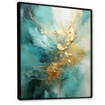 thumbnail image 2 of Designart "Harmonious Aurora In Gold And Teal II" Abstract Spirals Floater Framed Canvas Prints, 2 of 5