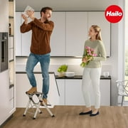 Hailo Folding 2 Step Non-Slip Stool for Home and Kitchen, MK80, Silver/Black