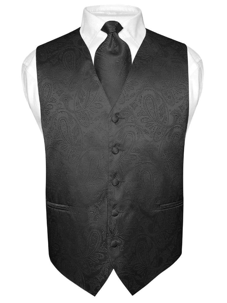 New Vesuvio Napoli Men's paisley Tuxedo Vest Waistcoat_Necktie & Hankie Orange 