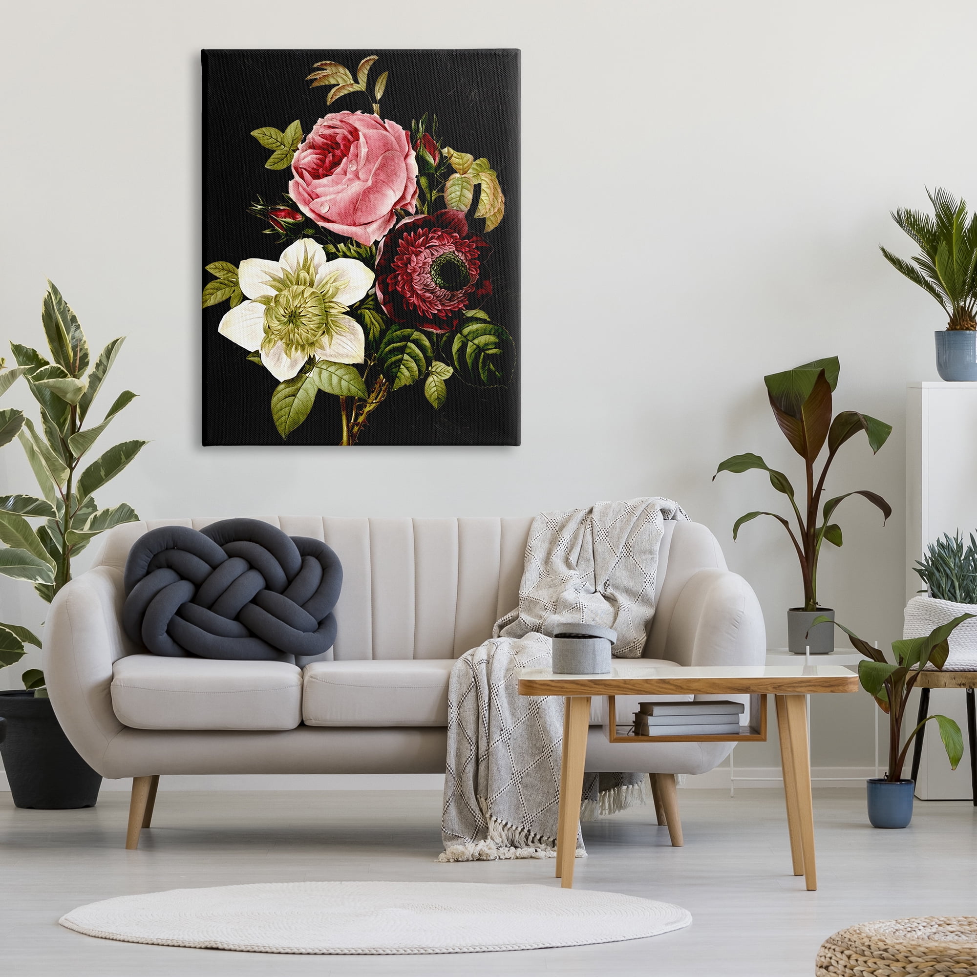 Stupell Industries Pink & Red Florals Botanical & Floral Painting Gallery Wrapped Canvas Print Wall Art, 36 x 48