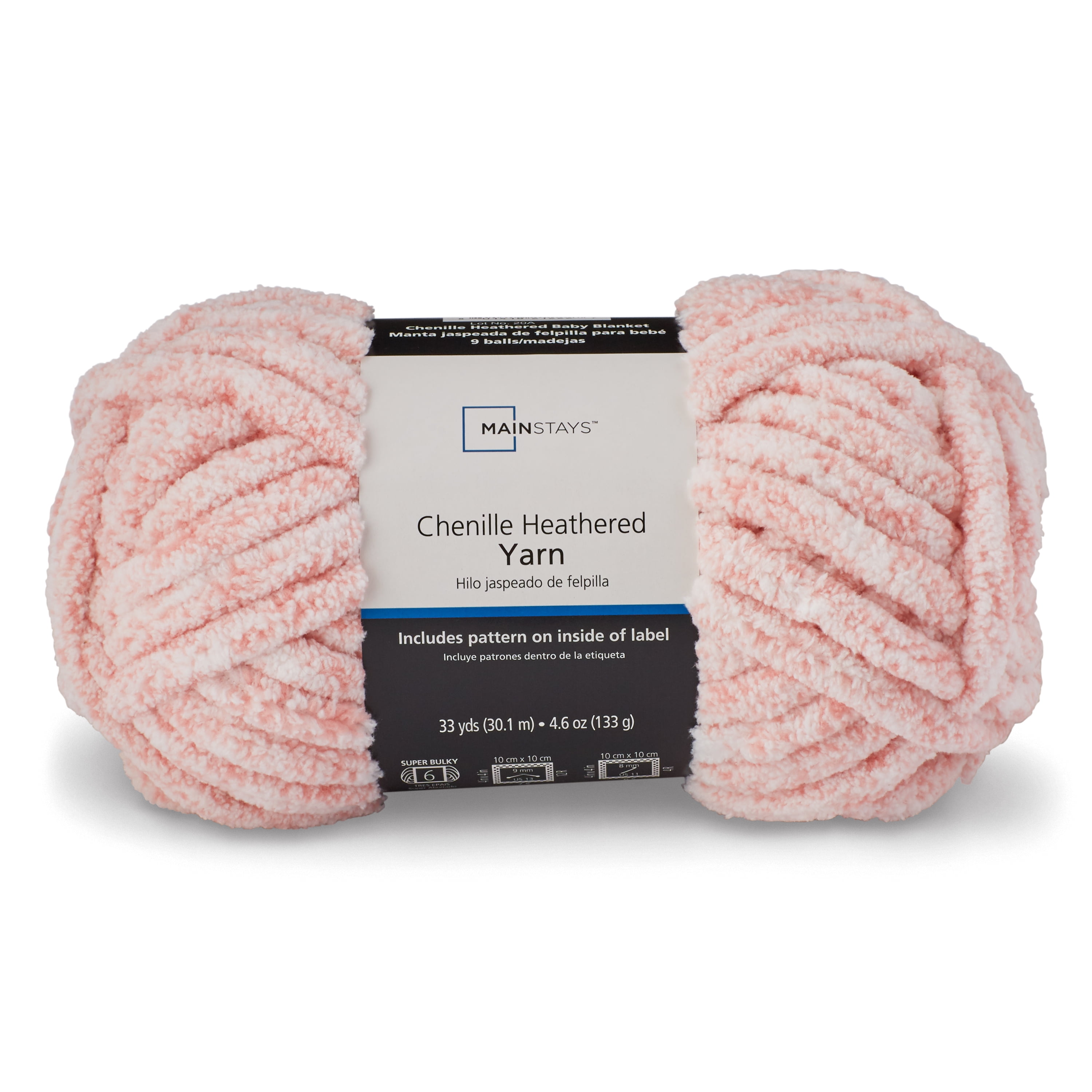 Mainstays Chenille Heathered Yarn, Super Bulky, Multiple Colors, 33 Yards 