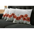 thumbnail image 5 of Ambesonne Poppy Flower Throw Pillow Cover 4 Pack, Vibrant Bloom Bouquet, 24", Olive Green Vermilion, 5 of 5