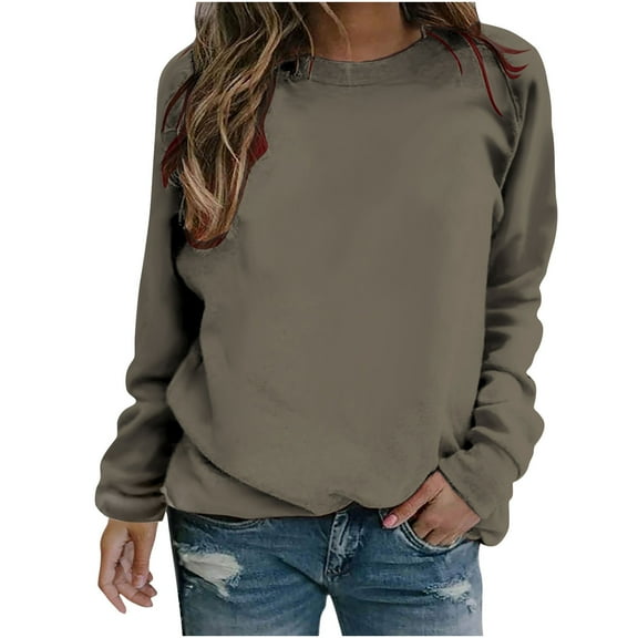 Perfectbot Womens Sweatshirts Long Sleeve Fleece Lined Crewneck Warm Tops Casual Fall Winter Blouse
