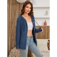 thumbnail image 6 of HOWCOME Women Casual Full Zip Up Hoodie - Comfortable Brushed Ribbed Knit Long Sleeve Sweatshirt Jacket with Pockets Royal Blue X-Large, 6 of 6