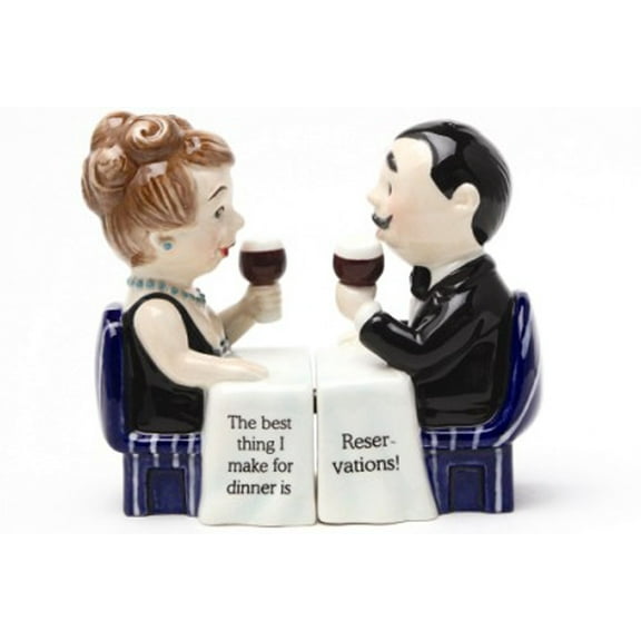 Pacific Giftware Reservation Magnetic Ceramic Salt and Pepper Shaker Set Wedding Anniversary