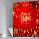 thumbnail image 5 of Set de cortinas de ducha de copo de nieve navideño rojo con 12 ganchos - Decoración de baño con purpurina Bokeh - Tela de poliéster lavable - 70x70 pulgadas, 5 of 6