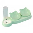 thumbnail image 4 of 3 in 1 Cat Bowl Set Detachable with 500ml Waterer Bottle 15 degree Tilted Dishes Green, 4 of 8