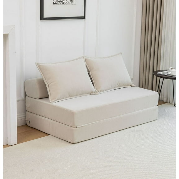 S-HOME Foldable Sofa Bed Sleeper Lounge Chair With Pillow Twin Floor Mattress Couch For Living Room Dorm Guest Room Office