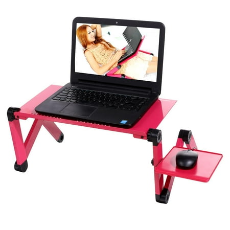 360 Adjustable Laptop PC Desk Table Vented Stand Bed Tray ,Rose with Fan Color ECBY