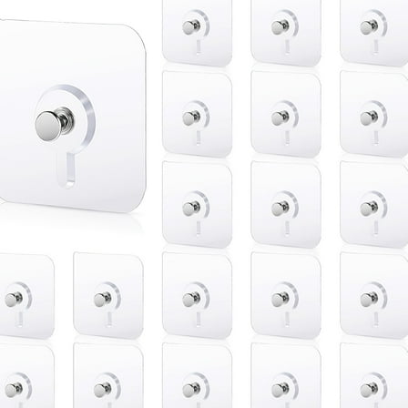 Self Adhesive Wall Hooks No Drill No-Trace Heavy Duty for Kitchen Bathroom, 20 Pcs