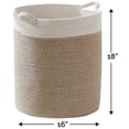 thumbnail image 6 of Large Woven Cotton Rope Tall 18" Height Laundry Hamper Basket with Handles, Storage Basket for Toys, Blanket, and Towels - 16 x 18, White/Beige, 6 of 6