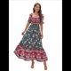 thumbnail image 3 of Vestido Informal, Fluido, con Estampado Floral Bohemio, Hombros Descubiertos, para Mujer (Verano 2025) Fondo Negro M, 3 of 9