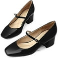 thumbnail image 6 of Women's Chunky Low Block Heels Mary Jane Closed Toe Work Pumps Comfortable Round Toe Dress Wedding Shoes, 6 of 6