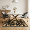 thumbnail image 3 of ODIKA 5'x7' Brown Black Vintage Academia Gothic Washable Area Rug Antique Bloom Medallion Ornate Corner Scroll Frame Non-Slip, Chair-Friendly for Dining Room, Under Table, Home Office, 3 of 7