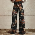 thumbnail image 2 of XIAONU Women's Western Cowboy Print Jeans High Waist Wide Leg Denim Trousers Bold Retro Casual Bottoms Black, 2 of 8