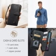 thumbnail image 3 of for iPhone 11 Case, Wallet Case with Card Holder Kickstand Magnetic Zipper Pocket Lanyard Strap Wristlet,Leather Flip Case Wallet for iPhone 11, Black, 3 of 10
