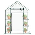 thumbnail image 4 of Mini Walk-in Greenhouse with PE Cover, 4-Shelf Indoor Outdoor Plant Gardening Green House for Garden Backyard, 56" x 29" x 77", White, 4 of 11