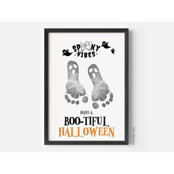 WestConfe Halloween Footprint Craft, Halloween Handprint Craft, Halloween Baby Toddler Craft, Preschool Art, DIY Craft, BOO-TIFUL