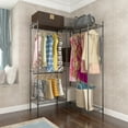 thumbnail image 2 of GZXS Wardrobe Closet Organizer L-Shaped Corner Metal Garment Rack with 3 Clothing Hanger Rods and Side Hooks, Ample Storage Space, Free Assembly, Black, 2 of 8