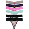 thumbnail image 6 of Curve Muse Pack Of 6 Women's Sexy Lace Thongs Low Rise Panties-PACK A-S/5, 6 of 7