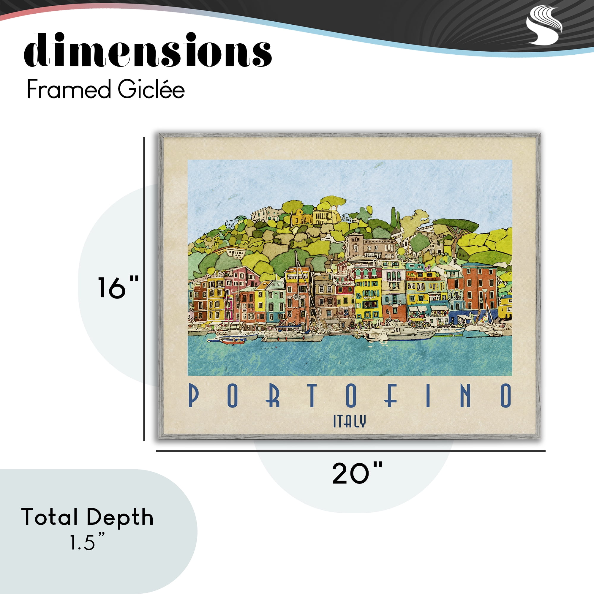Stupell Industries Portofino Architecture Poster Gray Framed Giclee Art, design by Ynon Mabat