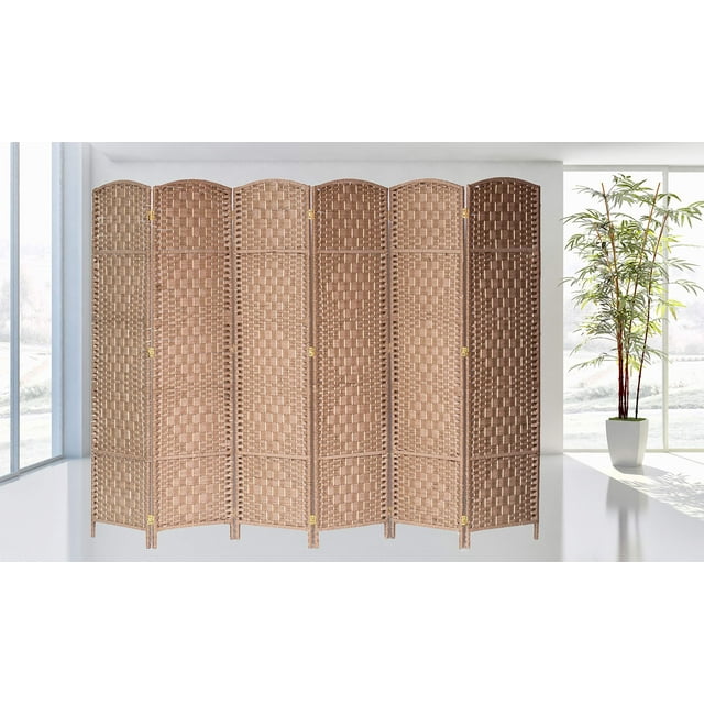 Legacy Decor 6 Panels Room Divider Screen Weaved Bamboo Fiber Natural Color 5.9 ft High X 8.6 ft Wide