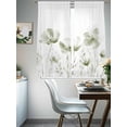 thumbnail image 4 of Sage Green Flowers Sheer Curtains 63 Inch Length 2 Panels Set for Living Room/Bedroom, Watercolor Retro White Floral Leaves Semi Curtain Sheers Drapes Rod Pocket Curtains Window Treatment 52''x63''x2, 4 of 7