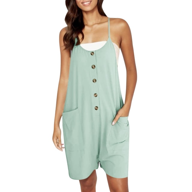 HBFAGFB Combinaison Mode Femme Sans Manches Boutonnée Short Grand avec Poches BU2 Taille 2TG