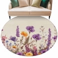 thumbnail image 2 of Spring Floral Round Area Rug 7 FT, Non Slip Living Room Area Carpet, Farmhouse Pastoral Summer Botanical Washable Soft Circular Rug Non-Shedding Floor Carpet for Bedside Office Play Room Classroom, 2 of 9