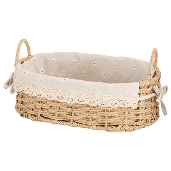 NIYANGLE Woven Storage Basket Assorted Color Rattan Material 1Pcs