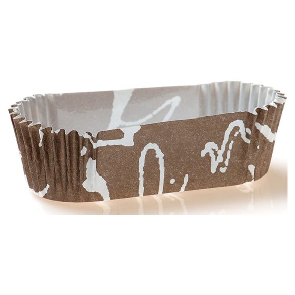 Panificio Premium 3-inch Baking Cups, 1.4 oz: Regular-Ridged Elliptical Paper Baking Cups Perfect for Muffins, Cupcakes or Mini Snacks - Brown Chocolate Wisp Print Design - Recyclable - 200-CT
