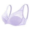 thumbnail image 3 of Fsqjgq Floral Lace Bras for Women Plus Size Large Bust Gathered Push Up Bras Thin Cup Adjustable Padded Underwire Bras Bralettes Underwear Purple Size 90D, 3 of 4