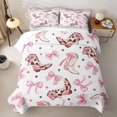 thumbnail image 2 of Manfei Western Ribbon Bow Bed Spread Queen for Teens Female,Girls Cowgirl Cow Print Boots Queen Coverlet Set, 2 of 7