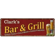 UPC 667438015312 product image for Clark's Bar and Grill Red Personalized Man Cave Decor 6x18 Sign 106180054145 | upcitemdb.com