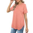 thumbnail image 3 of Camiseta con cuello redondo, holgada, transpirable, dobladillo curvo, camiseta con cuello redondo, manga corta informal para mujer, 3 of 6
