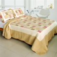 thumbnail image 1 of Dream Production - Ensemble de Courtepointe Matelassée en Patchwork 100 pour Cent Coton 3 Pcs Taille Complète & Queen - Marron, 1 of 1