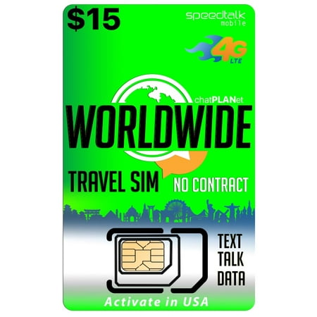 International Travel SIM Card - Talk Text and Data Worldwide on over 210 Countries - $15