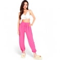 thumbnail image 6 of Women's Relaxed Fit Drawstring Hem Pants with Elastic Waist- Fuchsia,Small, 6 of 7