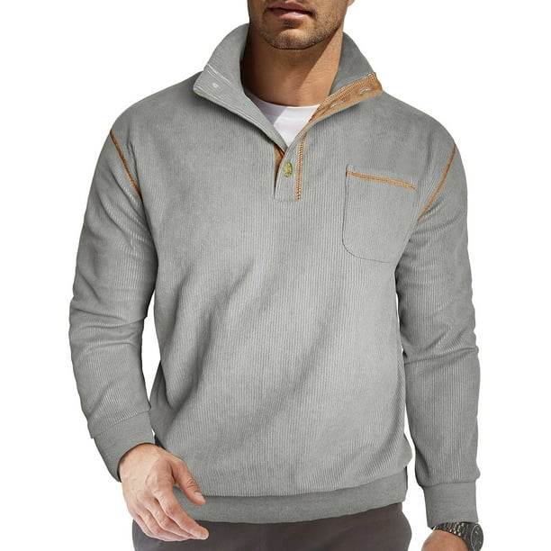 pstuiky camisas de manga larga para hombre, Sudadera informal de manga larga con bolsillos y cremallera para hombre camisetas de hombre m