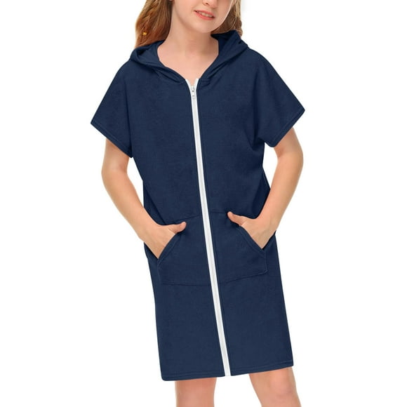 Sudadera con Capucha para Niñas BesserBay de Tela Toalla Azul Marina 9-10A