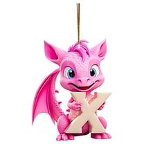 CuiLiyq 26 Letters Christmas Tree Decoration Pendant, Pink Baby Dragon Hugs Alphabet Christmas Hanging, Christmas Letters Ornaments A to Z Ornament (Acrylic, Letter-X)