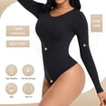 thumbnail image 3 of Blusa plástica de cuello redondo para mujeres camiseta ajustada talla XL negra, 3 of 5