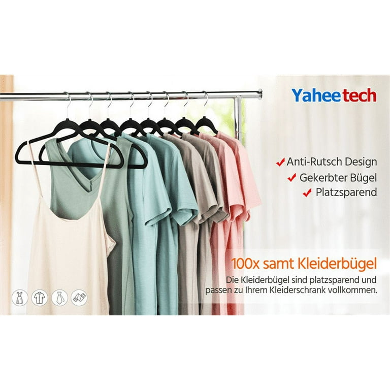 Yaheetech Heavy Duty Clothes Hangers 360° Swivel Hook 100 Pack Non Slip  Velvet Hangers Flocked Felt Hangers Coat Hangers, Gray