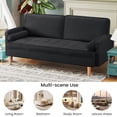 thumbnail image 4 of 70" Modern Loveseat Sofa Couch,Mid-Century Velvet Upholstered Small Love Seat Couch with 2 Pillows for Compact Space,Living Room,Apartment,Black, 4 of 7