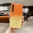 thumbnail image 5 of Magnetic Gradient for Samsung Galaxy S23 FE Phone Case, Compatible with MagSafe, Full Camera Lens Film Protection Soft Silicone Shockproof Matte Cover for Galaxy S23 FE 6.4" (Orange Yellow), 5 of 12