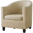 thumbnail image 1 of 2 Pieces Tub Chair Covers for Armchairs,Spandex Jacquard Checked Pattern Tub Chair Slipcovers,Stretch Tub Chair Slipcover Furniture Protector Cover Sofa Slipcover for Tub Chair (Beige,1), 1 of 7